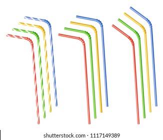 Colorful drinking straws. Drinks design element for parties, holidays and celebrations. Isolated on white background. Vector illustration