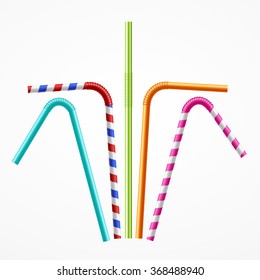 Colorful Drinking Straws Set for a Party or Celebration. Vector illustration