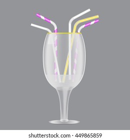 Colorful drinking straws vector set
