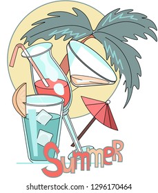 colorful drinks and palm tree