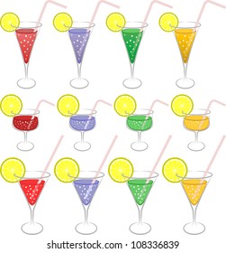 colorful drinks - set of vector illustration