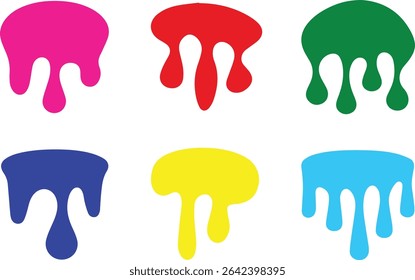 Kleurrijke druppelende verf Splash Pictogrammen – Bright Liquid Shape Set