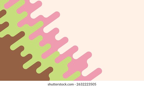 Gotejamento colorido com padrão de ondas marrom, verde e rosa.