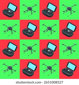 Colorful drone pattern vector set design