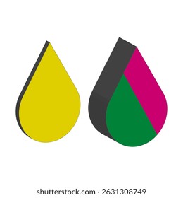 Colorful drop symbol. Ink splash icon. Liquid vector shape. Bold flat element
