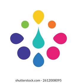Colorful Droplet Explosion in Rounded Abstract Form