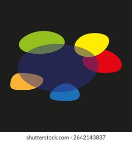 Colorful droplet icon. Abstract liquid shapes. Black background element. Vector vibrant symbol.