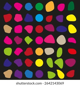 Colorful droplet pattern. Abstract fluid shape. Splash background design. Vector liquid texture.