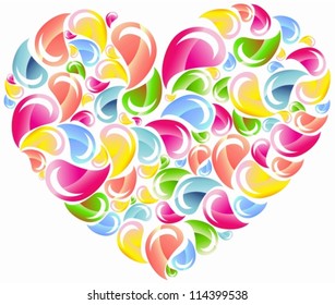 Colorful drops splashing heart, Abstract background, vector