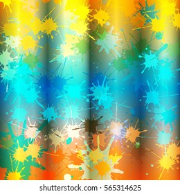 Colorful drops-blots on abstract gradient fill. Vector illustration for graphic design.