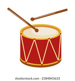 Colorful drum with sticks creating rhythm during a music session