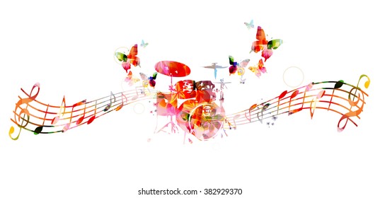 Colorful drums design. Music background