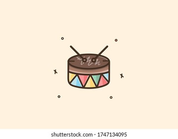 Colorful drums and drum sticks illustrations - circus elements  