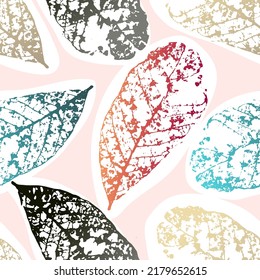 Colorful Dry Leaves Seamless Pattern