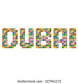 Colorful Dubai text in vector