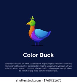 plantilla de logotipo de pato colorido.Idóneo para industrias creativas, empresa, multimedia, entretenimiento, educación, tienda y otros negocios relacionados.
