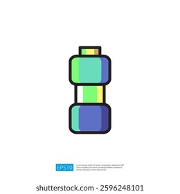 Colorful Dumbbell Icon Representing Fitness and Exercise Equipment in Modern Graphic Design