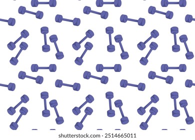Colorful dumbbells scattered across a white background for fitness and exercise themes