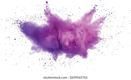 Poeira colorida explode. Pinte holi. Explosão colorida do pó da cor da pintura holi do arco-íris vibrante com o fundo branco isolado das cores brilhantes.	