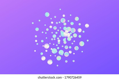 Colorful Dust FallingFestive Blue Background. Unicorn Carnival Dot Backdrop. Happy Wallpaper. Holographic Transparent Pattern.