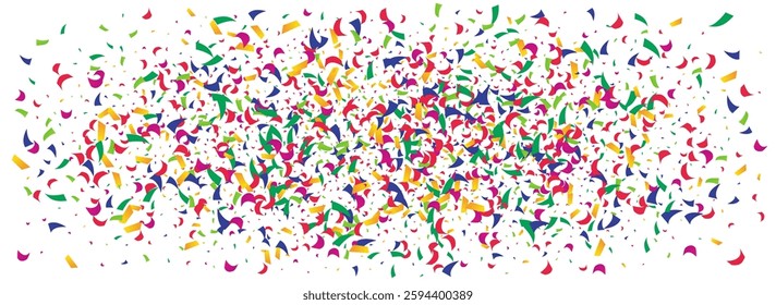Colorful Dust Invitation Vector White Panoramic Background. Color Flying Fraction Illustration. Cheerful Rain Festive Postcard. Saturated Grain Christmas Pattern.