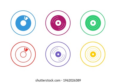 Colorful DVD Icon Set Stylish Design