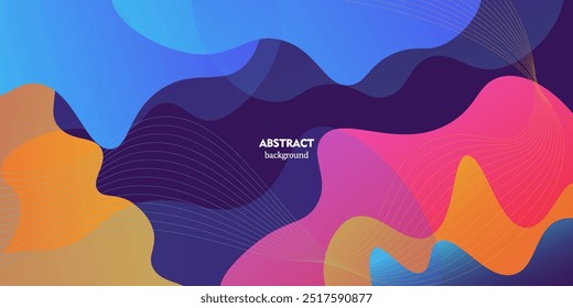 Fondo abstracto dinámico colorido en azul, rosa, amarillo. con onda fresca y hermosa y patrones de línea curva.