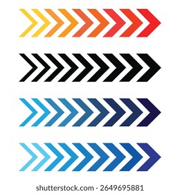 Colorful dynamic arrow representing speed, acceleration, fast. Road line, customizable stroke, vector, illustration