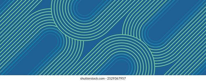 Un fondo colorido y dinámico con una serie de rayas azules y verdes con letras blancas. El diseño es visualmente llamativo y transmite una sensación de movimiento y energía.