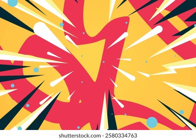 Colorful Dynamic Comic Style Background with Abstract Shapes and Lines