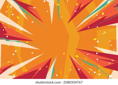 Colorful Dynamic Comic Style Background with Abstract Shapes and Lines