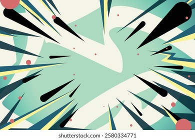 Colorful Dynamic Comic Style Background with Abstract Shapes and Lines