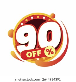 Colorful and dynamic discount graphic with bold typography and circular badge in red and yellow. Perfect for flash sale banners, ecommerce ads, special offers, and promo visuals.