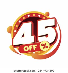 Colorful and dynamic discount graphic with bold typography and circular badge in red and yellow. Perfect for flash sale banners, ecommerce ads, special offers, and promo visuals.