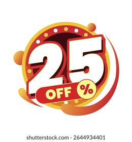 Colorful and dynamic discount graphic with bold typography and circular badge in red and yellow. Perfect for flash sale banners, ecommerce ads, special offers, and promo visuals.