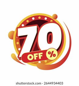 Colorful and dynamic discount graphic with bold typography and circular badge in red and yellow. Perfect for flash sale banners, ecommerce ads, special offers, and promo visuals.