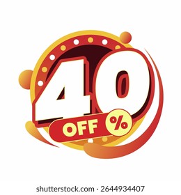 Colorful and dynamic discount graphic with bold typography and circular badge in red and yellow. Perfect for flash sale banners, ecommerce ads, special offers, and promo visuals.