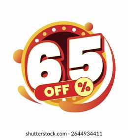 Colorful and dynamic discount graphic with bold typography and circular badge in red and yellow. Perfect for flash sale banners, ecommerce ads, special offers, and promo visuals.