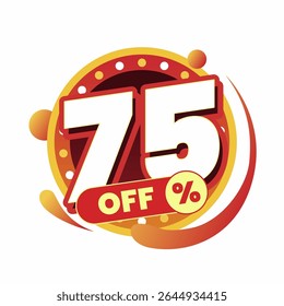 Colorful and dynamic discount graphic with bold typography and circular badge in red and yellow. Perfect for flash sale banners, ecommerce ads, special offers, and promo visuals.