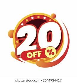 Colorful and dynamic discount graphic with bold typography and circular badge in red and yellow. Perfect for flash sale banners, ecommerce ads, special offers, and promo visuals.