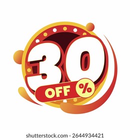 Colorful and dynamic discount graphic with bold typography and circular badge in red and yellow. Perfect for flash sale banners, ecommerce ads, special offers, and promo visuals.