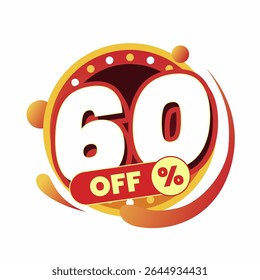 Colorful and dynamic discount graphic with bold typography and circular badge in red and yellow. Perfect for flash sale banners, ecommerce ads, special offers, and promo visuals.