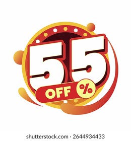 Colorful and dynamic discount graphic with bold typography and circular badge in red and yellow. Perfect for flash sale banners, ecommerce ads, special offers, and promo visuals.