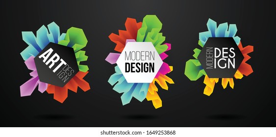 Diseño de fluido dinámico y colorido para logotipo, presentación y volantes. Banners geométricos líquidos con formas de tinta flotante. Fondo del vector abstracto