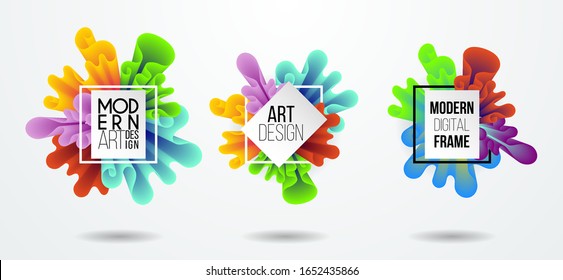 Farbiges dynamisches Flüssigkeitsdesign für Logo, Präsentation und Flyer. Flüssige geometrische Banner mit fließenden Farbformen. Abstrakter Hintergrund der Vektorillustration