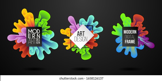 Farbiges dynamisches Flüssigkeitsdesign für Logo, Präsentation und Flyer. Flüssige geometrische Banner mit fließenden Farbformen. Abstrakter Hintergrund der Vektorillustration