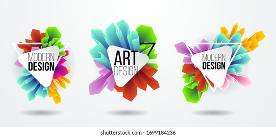 Colorful dynamic fluid design for logo, presentstion and flyers. Liquid geometric banners with flowing ink shapes. Abstract vector background
