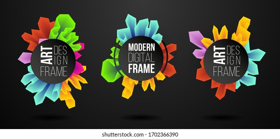 Colorful dynamic fluid design for logo, presentstion and flyers. Liquid geometric banners with flowing ink shapes. Abstract vector background
