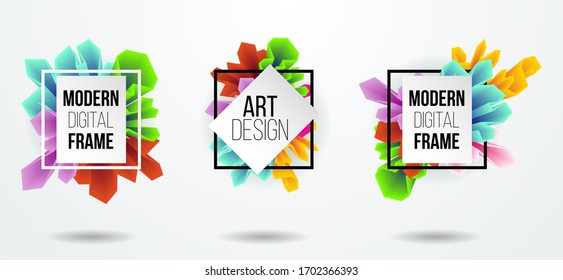 Colorful dynamic fluid design for logo, presentstion and flyers. Liquid geometric banners with flowing ink shapes. Abstract vector background