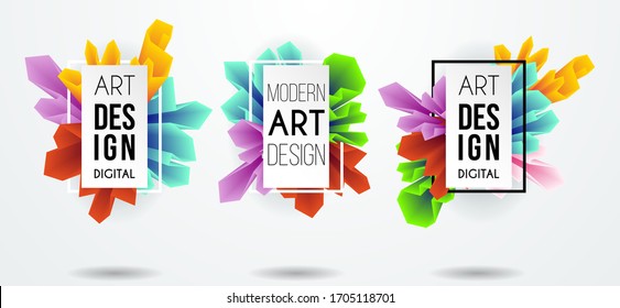 Diseño de fluido dinámico y colorido para logotipo, presentación y volantes. Banners geométricos líquidos con formas de tinta flotante. Fondo del vector abstracto